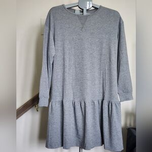 Heather Gray Long Sleeve Ruffle Hem Dress